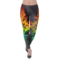 Smoke Rainbow Abstract Fractal Velvet Leggings