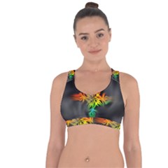 Smoke Rainbow Abstract Fractal Cross String Back Sports Bra by HermanTelo