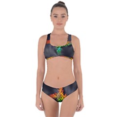 Smoke Rainbow Abstract Fractal Criss Cross Bikini Set by HermanTelo