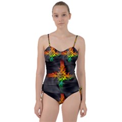 Smoke Rainbow Abstract Fractal Sweetheart Tankini Set