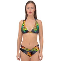 Smoke Rainbow Abstract Fractal Double Strap Halter Bikini Set