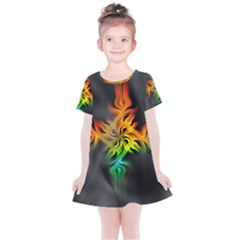 Smoke Rainbow Abstract Fractal Kids  Simple Cotton Dress