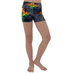 Smoke Rainbow Abstract Fractal Kids  Lightweight Velour Yoga Shorts