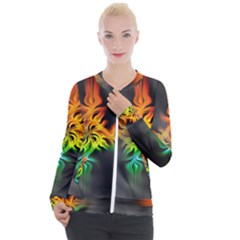 Smoke Rainbow Abstract Fractal Casual Zip Up Jacket