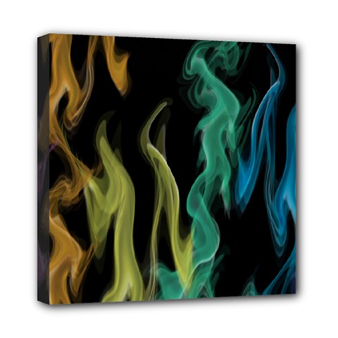 Smoke Rainbow Colors Colorful Fire Mini Canvas 8  X 8  (stretched)