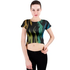 Smoke Rainbow Colors Colorful Fire Crew Neck Crop Top by HermanTelo