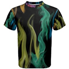 Smoke Rainbow Colors Colorful Fire Men s Cotton Tee by HermanTelo