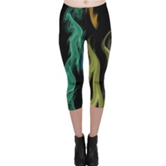 Smoke Rainbow Colors Colorful Fire Capri Leggings 