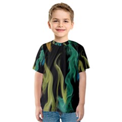 Smoke Rainbow Colors Colorful Fire Kids  Sport Mesh Tee