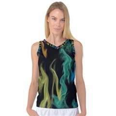 Smoke Rainbow Colors Colorful Fire Women s Basketball Tank Top