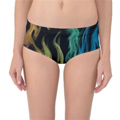 Smoke Rainbow Colors Colorful Fire Mid-waist Bikini Bottoms by HermanTelo