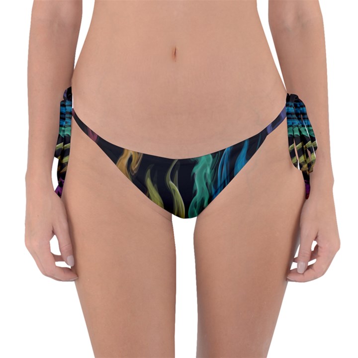 Smoke Rainbow Colors Colorful Fire Reversible Bikini Bottom