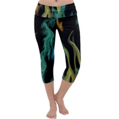 Smoke Rainbow Colors Colorful Fire Capri Yoga Leggings