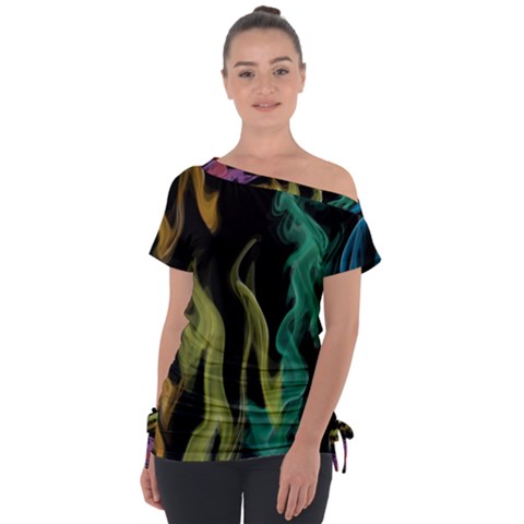 Smoke Rainbow Colors Colorful Fire Tie-up Tee by HermanTelo