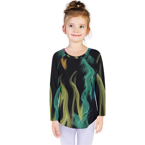 Smoke Rainbow Colors Colorful Fire Kids  Long Sleeve Tee by HermanTelo