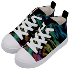 Smoke Rainbow Colors Colorful Fire Kids  Mid-top Canvas Sneakers