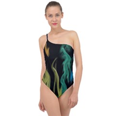 Smoke Rainbow Colors Colorful Fire Classic One Shoulder Swimsuit