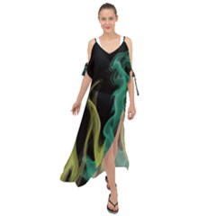 Smoke Rainbow Colors Colorful Fire Maxi Chiffon Cover Up Dress