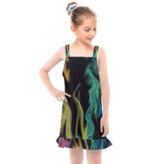 Smoke Rainbow Colors Colorful Fire Kids  Overall Dress