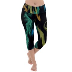 Smoke Rainbow Colors Colorful Fire Lightweight Velour Capri Yoga Leggings