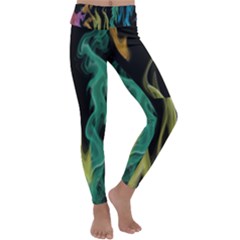 Smoke Rainbow Colors Colorful Fire Kids  Lightweight Velour Classic Yoga Leggings by HermanTelo