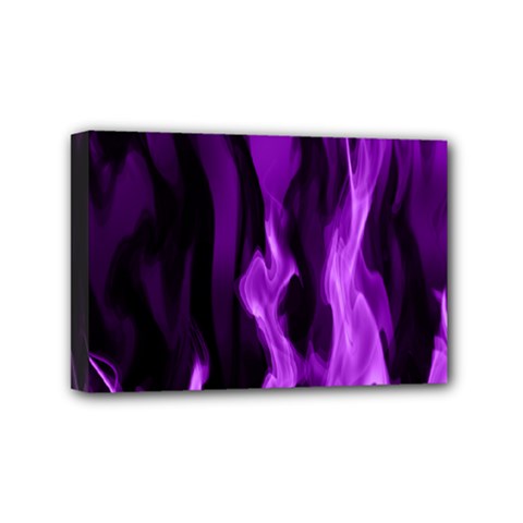 Smoke Flame Abstract Purple Mini Canvas 6  X 4  (stretched)