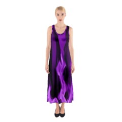 Smoke Flame Abstract Purple Sleeveless Maxi Dress