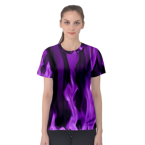 Smoke Flame Abstract Purple Women s Sport Mesh Tee by HermanTelo