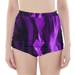 Smoke Flame Abstract Purple High-waisted Bikini Bottoms