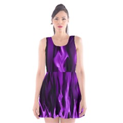 Smoke Flame Abstract Purple Scoop Neck Skater Dress