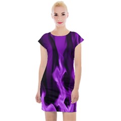 Smoke Flame Abstract Purple Cap Sleeve Bodycon Dress