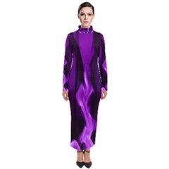 Smoke Flame Abstract Purple Turtleneck Maxi Dress by HermanTelo