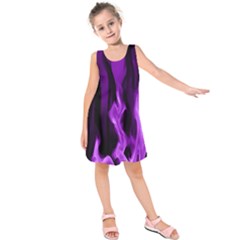 Smoke Flame Abstract Purple Kids  Sleeveless Dress by HermanTelo