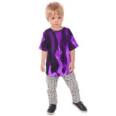 Smoke Flame Abstract Purple Kids  Raglan Tee