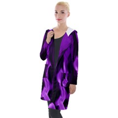 Smoke Flame Abstract Purple Hooded Pocket Cardigan