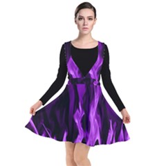 Smoke Flame Abstract Purple Plunge Pinafore Dress