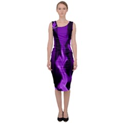 Smoke Flame Abstract Purple Sleeveless Pencil Dress by HermanTelo