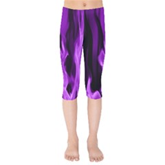 Smoke Flame Abstract Purple Kids  Capri Leggings 