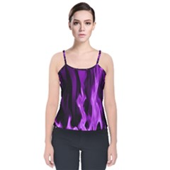 Smoke Flame Abstract Purple Velvet Spaghetti Strap Top