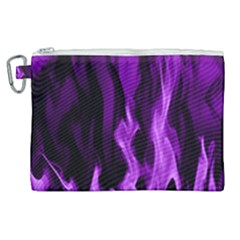 Smoke Flame Abstract Purple Canvas Cosmetic Bag (xl)