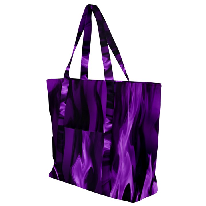 Smoke Flame Abstract Purple Zip Up Canvas Bag