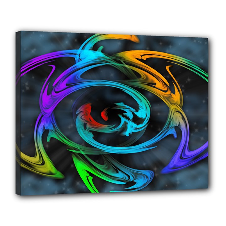 Rainbow Fractal Clouds Stars Canvas 20  x 16  (Stretched)