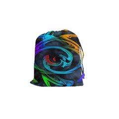 Rainbow Fractal Clouds Stars Drawstring Pouch (small)