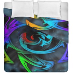 Rainbow Fractal Clouds Stars Duvet Cover Double Side (king Size) by HermanTelo