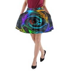 Rainbow Fractal Clouds Stars A-line Pocket Skirt