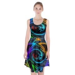 Rainbow Fractal Clouds Stars Racerback Midi Dress