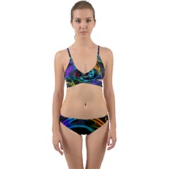 Rainbow Fractal Clouds Stars Wrap Around Bikini Set