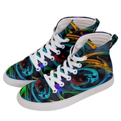 Rainbow Fractal Clouds Stars Men s Hi-top Skate Sneakers