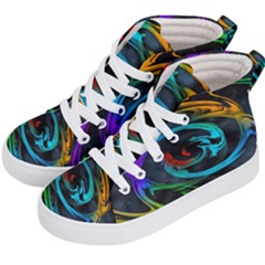 Rainbow Fractal Clouds Stars Kids  Hi-top Skate Sneakers by HermanTelo