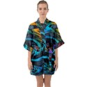 Rainbow Fractal Clouds Stars Quarter Sleeve Kimono Robe View1